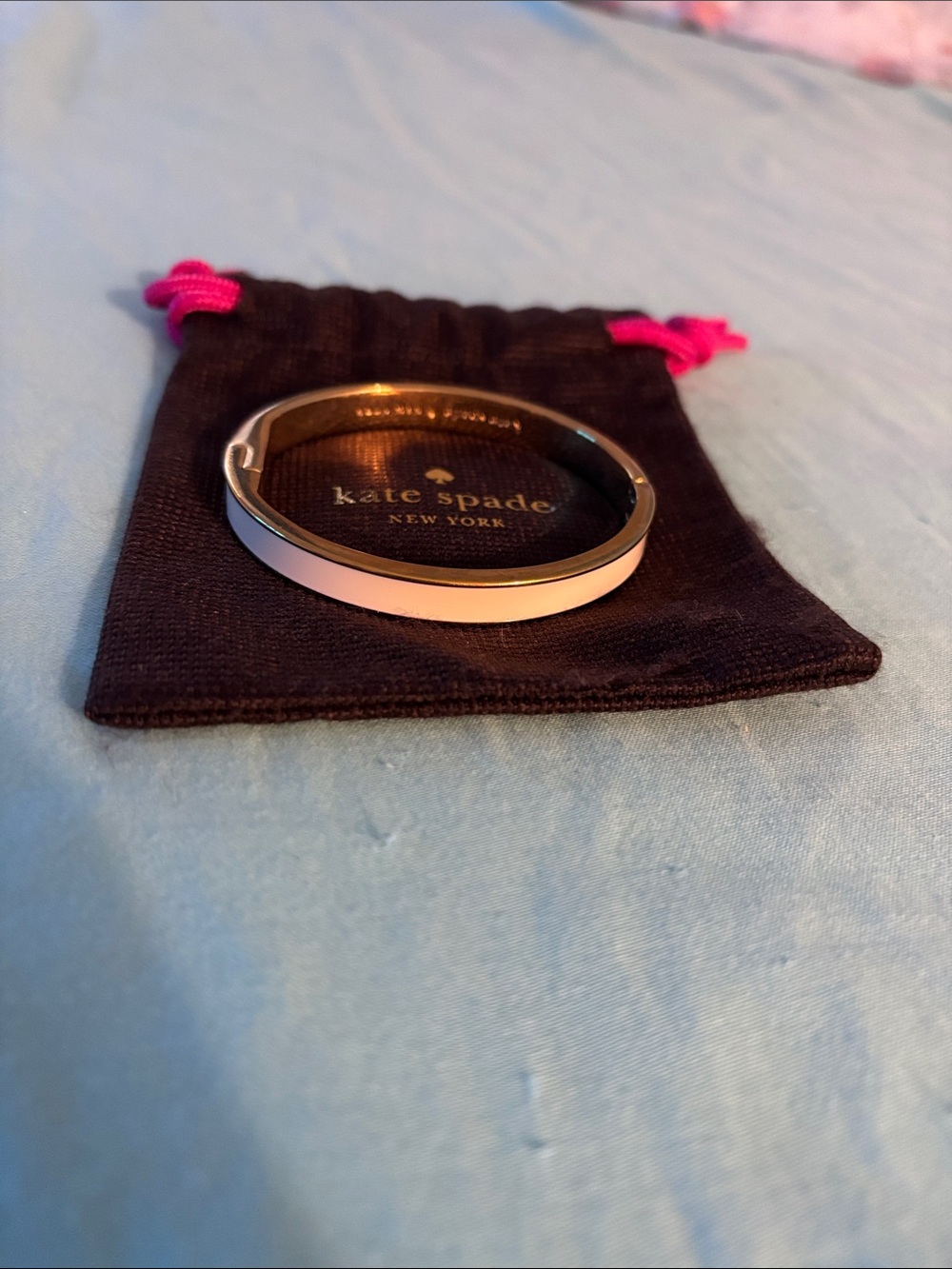 kate spade Gold-Tone Bracelet with White Enamel Inlay